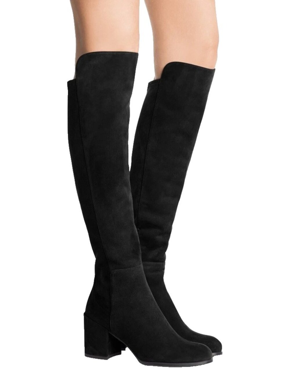 $800 Stuart Weitzman Alljack 5050 Suede Block Heel Black Tall KNEE Boot 5 (PD25)